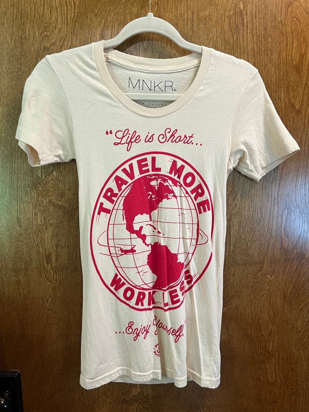 MNKR Travel More Work Less T-Shirt sze S
